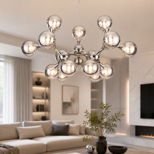 Ideal lux nodi sp15 lampadario moderno cromo sfere vetro