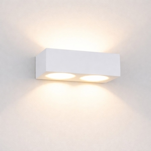 Applique in gesso bianco pitturabile rettangolare moderna 4 luci
