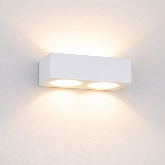 Applique in gesso bianco pitturabile rettangolare moderna 4 luci