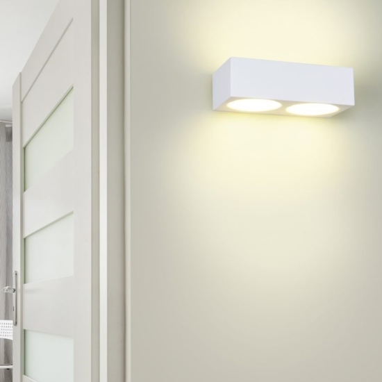 Applique in gesso bianco pitturabile rettangolare moderna 4 luci