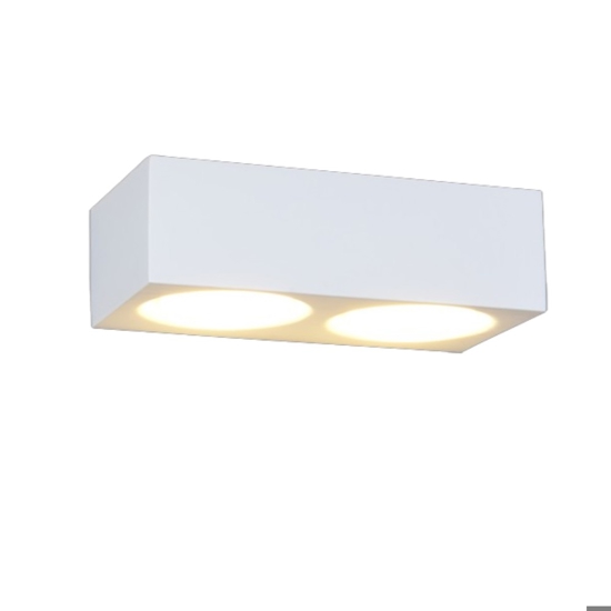 Applique in gesso bianco pitturabile rettangolare moderna 4 luci