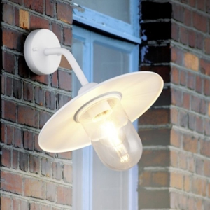 Applique per esterno vintage alluminio bianco ip44 diffusore in vetro