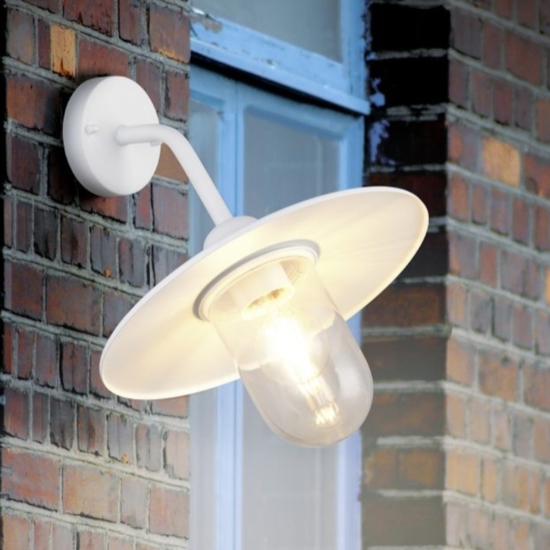 Applique per esterno vintage alluminio bianco ip44 diffusore in vetro