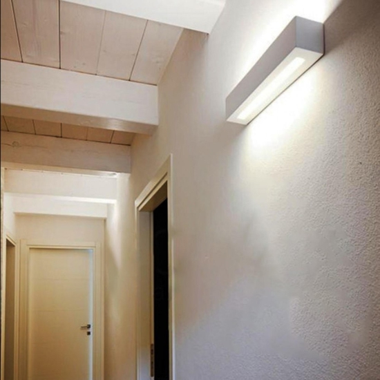 Applique in gesso ceramico bianco moderna rettangolare