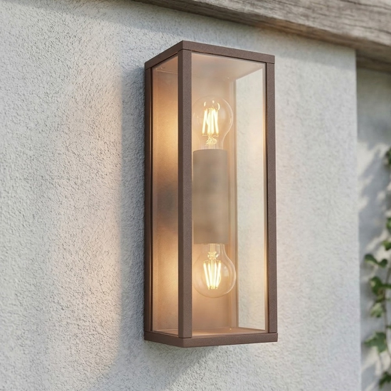 Applique da esterno ruggine ip44 diffusore in vetro