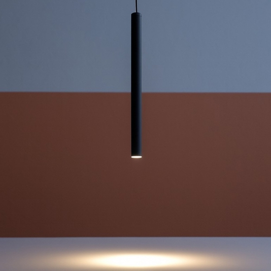 Lampada a sospensione per isola tubo nera led 3w 3000k
