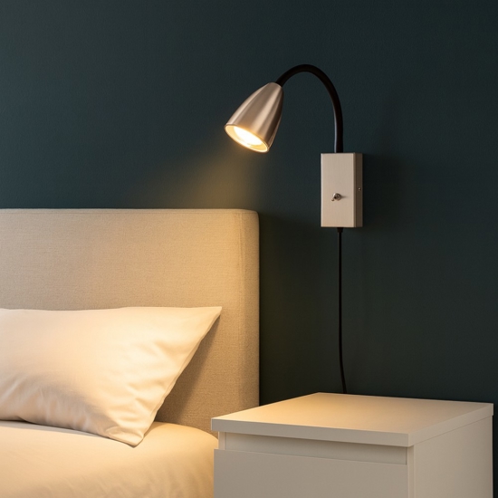 Applique da comodino camera da letto nichel opaco luce orientabile
