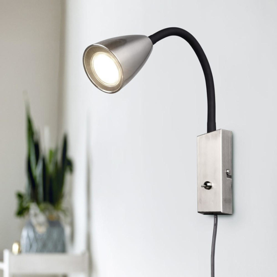 Applique da comodino camera da letto nichel opaco luce orientabile