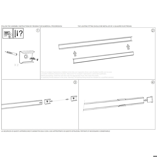 Profilo 2mt alto alluminio ideal lux per strip max 11mm