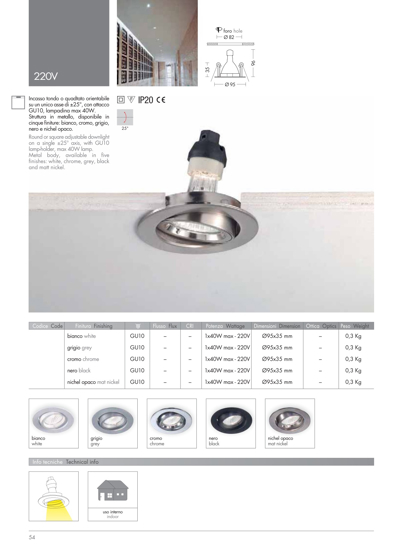 Faretto cromato da incasso a soffitto rotondo gu10 orientabile