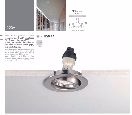 Faretto nero orientabile rotondo da incasso a soffitto