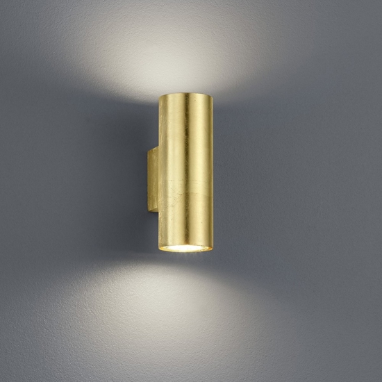 Applique cilindro da parete foglia oro per interni