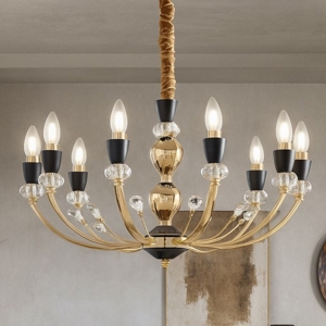 Vanity sp8 ideal lux lampadario oro e nero cristalli molati