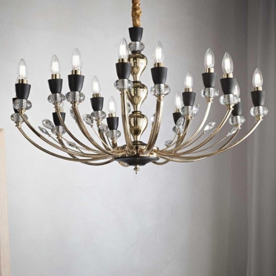 Ideal lux vanity sp15 lampadario dorato nero opaco 15 luci
