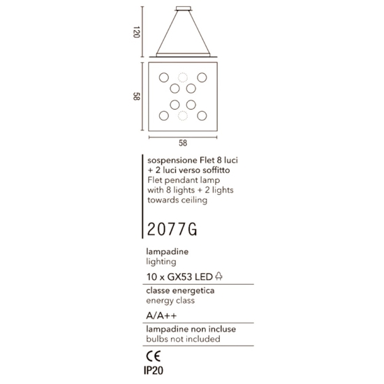 Affralux flet lampadario quadrato moderno bianco