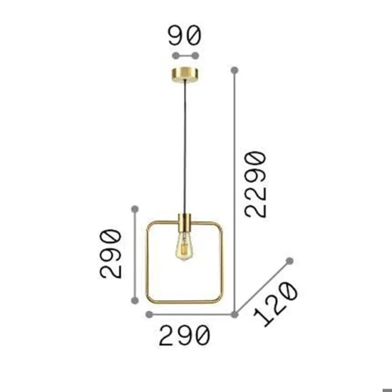 Ideal lux abc sp1 square lampadario dorato pendente ottone