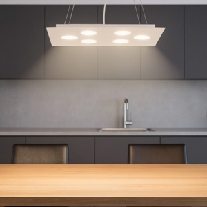 Lampadario moderno affralux flet rettangolare bianco luci sopra sotto