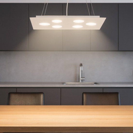 Lampadario moderno affralux flet rettangolare bianco luci sopra sotto