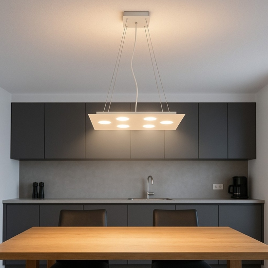 Lampadario moderno affralux flet rettangolare bianco luci sopra sotto