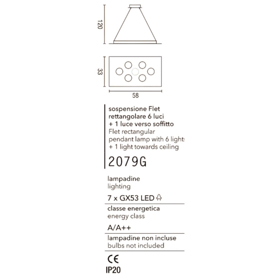 Lampadario moderno affralux flet rettangolare bianco luci sopra sotto
