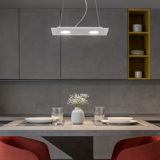 Lampadario da cucina affralux flet bianco rettangolare