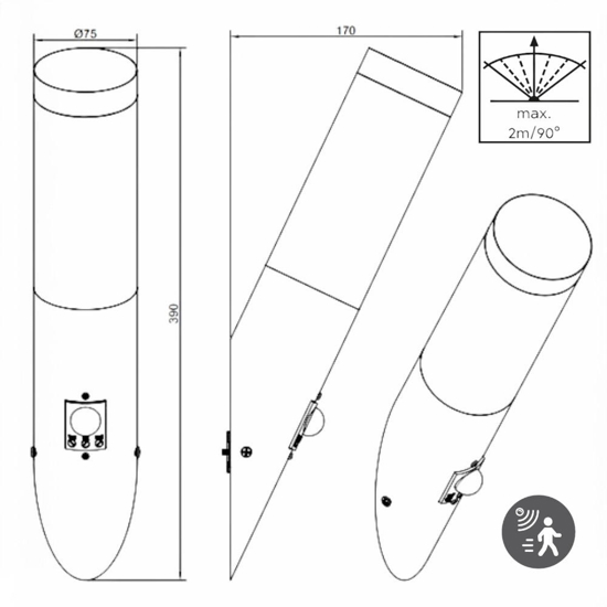 Applique per esterno ip44 con sensore di movimento