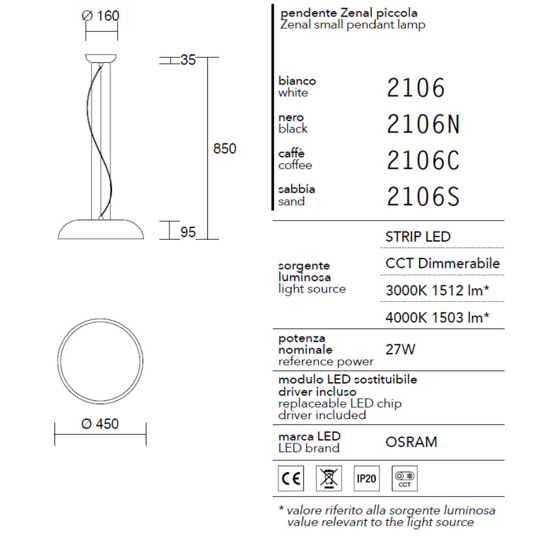 Isyluce lampadario da cucina zenal bianca led 27w 3000k 4000k dimmerabile