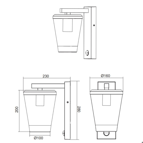 Applique da esterno con sensore crepuscolare di movimento antracite
