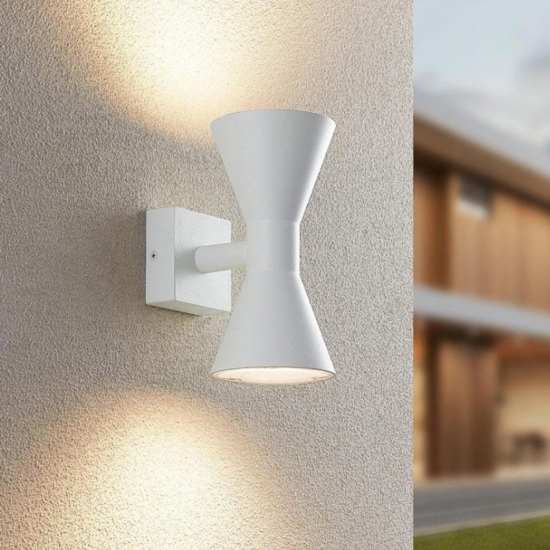 Applique da esterno luce biemissione moderna bianca