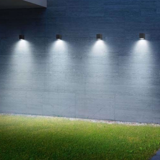 Up ap1 ideal lux applique da esterno marrone cubo corten