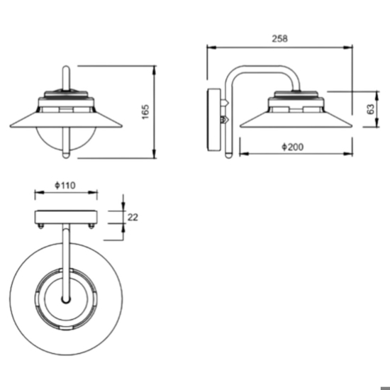 Applique per esterno marrone ruggine ip44
