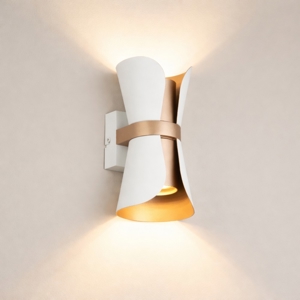 Applique design moderno bianco caffe 2 luci biemissione