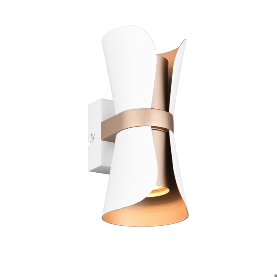 Applique design moderno bianco caffe 2 luci biemissione