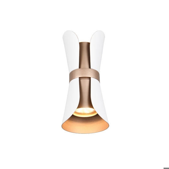 Applique design moderno bianco caffe 2 luci biemissione