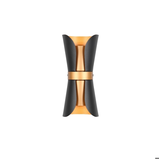 Applique da parete nero oro 2 luci design moderna