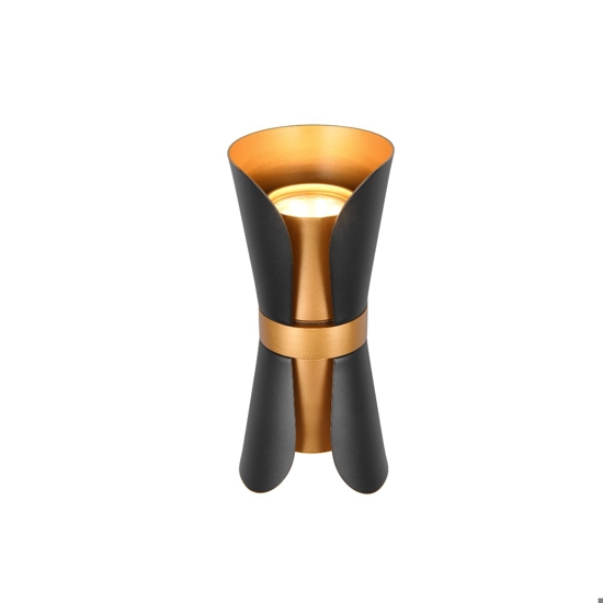 Applique da parete nero oro 2 luci design moderna