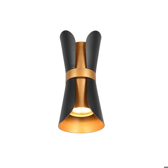 Applique da parete nero oro 2 luci design moderna