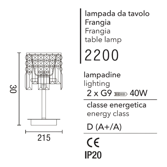 Lume lampada da comodino cromo cristalli affralux frangia