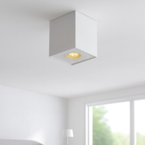 Faretto cubo a soffitto bianco orientabile