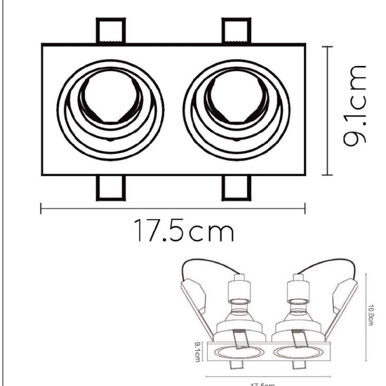 Cestello faretti nero da incasso soffitto 2 luci orientabili