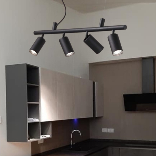 Dynamite sp4 ideal lux lampadario nero per isola cucina