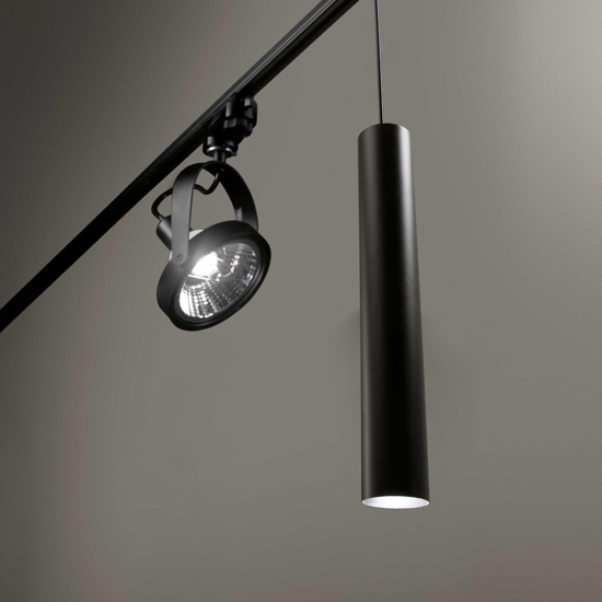 Lampada a sospensione look track nero incasso binario trifase