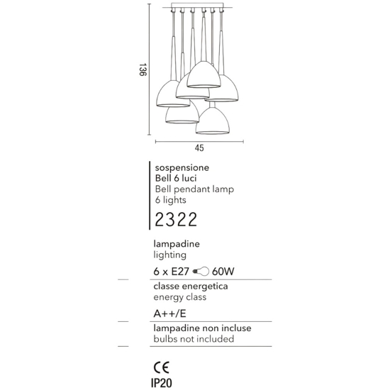 Lampadario moderno per soggiorno bianco affralux bell
