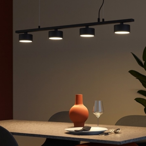 Ideal lux minor linear sp4 lampadario nero per soggiorno moderno