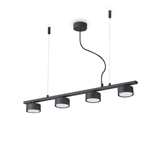 Ideal lux minor linear sp4 lampadario nero per soggiorno moderno
