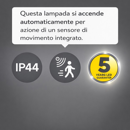 Applique per esterno con sensore di movimento effetto legno led 3000k anti corrosione