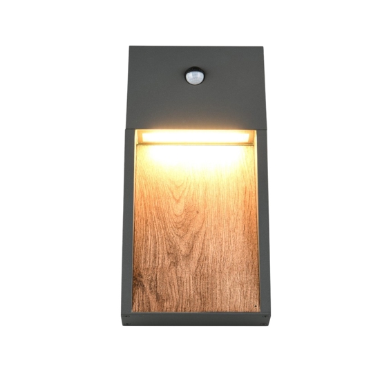 Applique per esterno con sensore di movimento effetto legno led 3000k anti corrosione