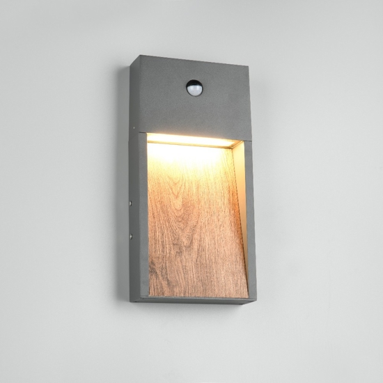 Applique per esterno con sensore di movimento effetto legno led 3000k anti corrosione