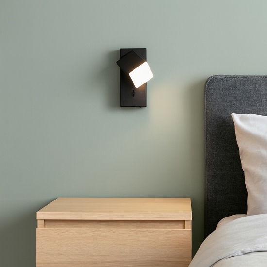 Applique comodino camera da letto nero led 3000k orientabile