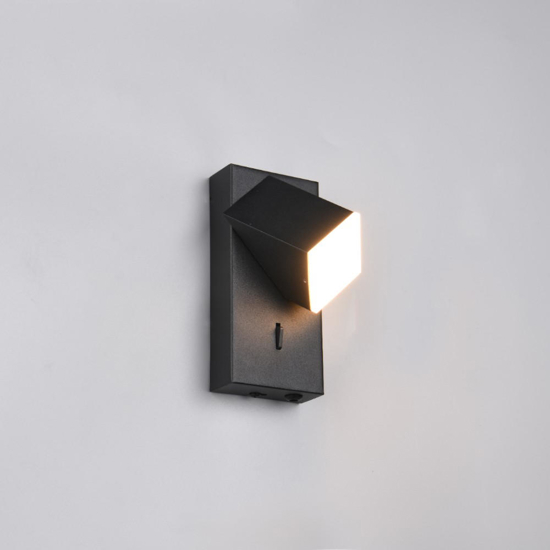 Applique comodino camera da letto nero led 3000k orientabile